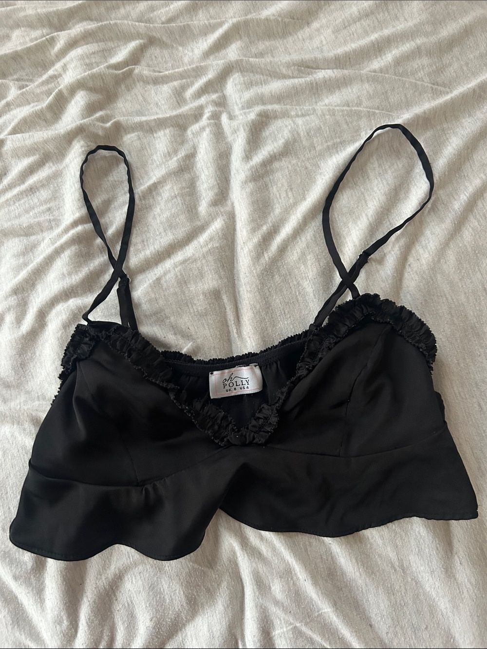 Oh Polly Black Ruffle Trim Bralette